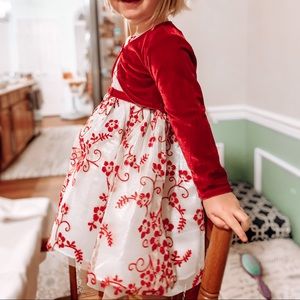 Emma Rose 2T red silver dress Like New